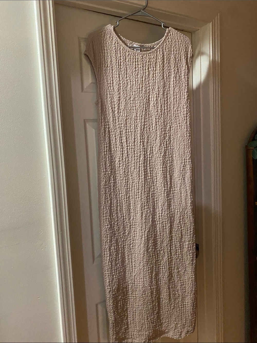 Tan Textured Sleeveless Maxi Dress
